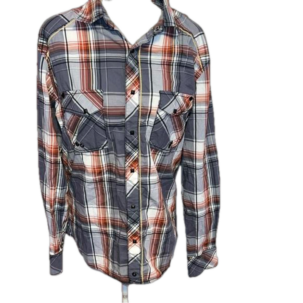 Buckle Black Label Plaid Snap Button Shirt M